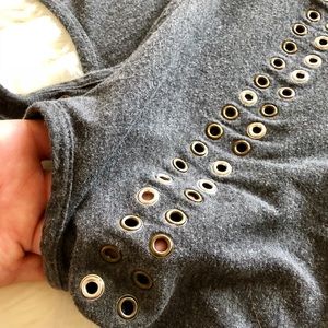 hi-line Tops - Hi-Lane small grey tank with metal punch outs hi-line Tops - Hi-Lane small grey tank with metal punch outs